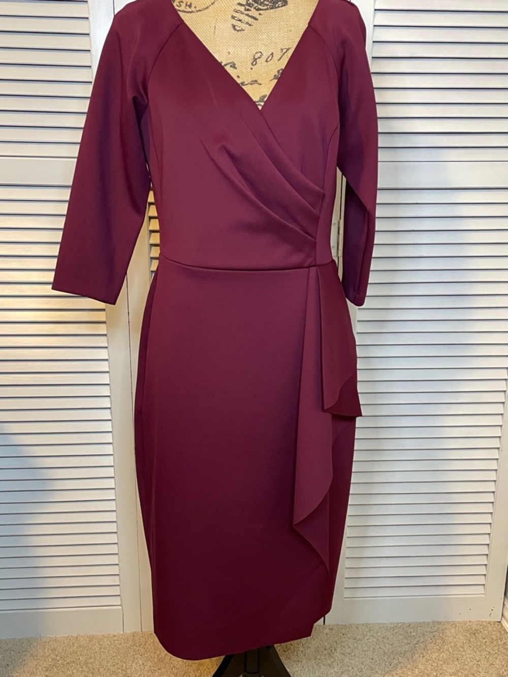 NWT X By Escape Women's Wrap-Front Midi Dress in Wine - Sz 12